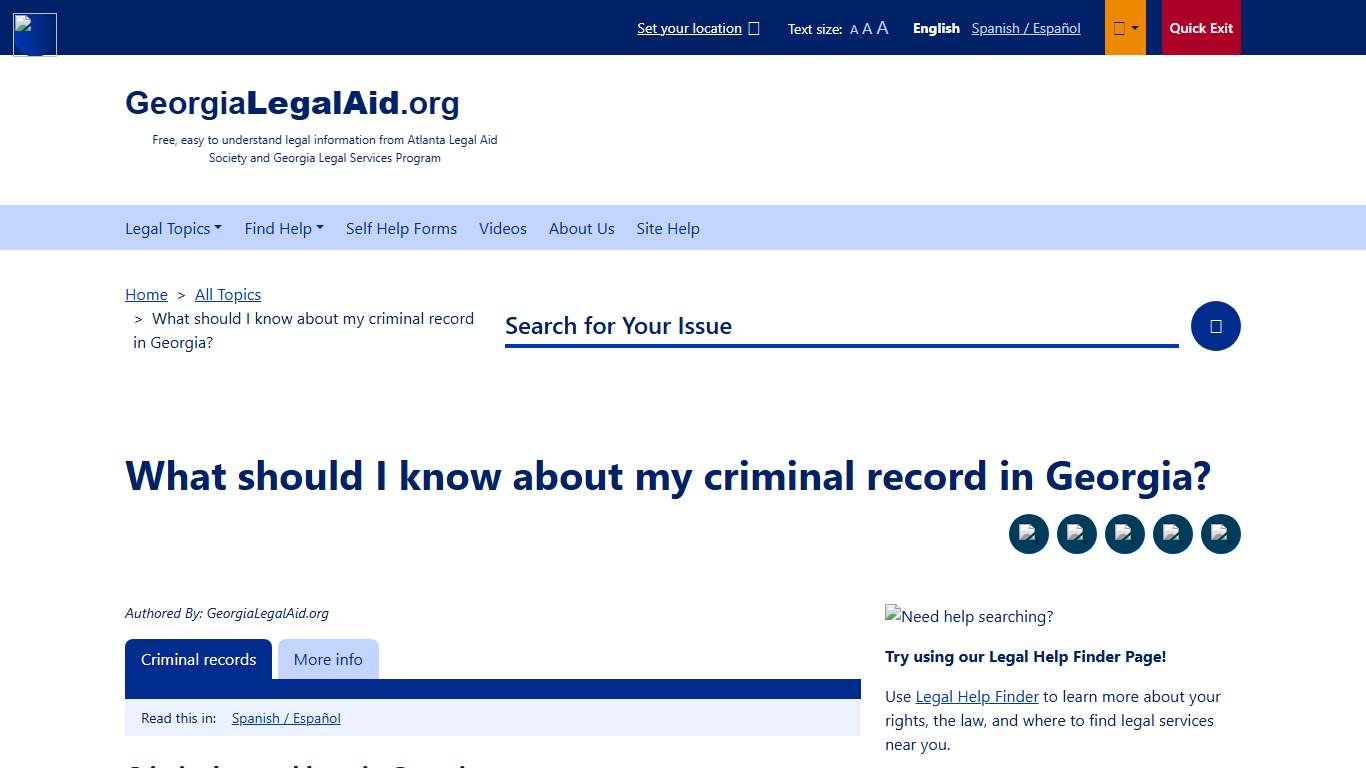 What should I know about my criminal record in Georgia? | GeorgiaLegalAid.org | Free, easy to understand legal information and resources